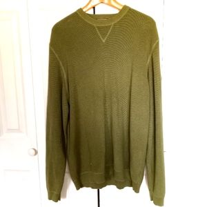Eddie Bauer Khaki Green Cotton Sweater XL TALL